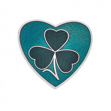 Load image into Gallery viewer, Enamel Shamrock Heart Brooch