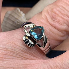 Load image into Gallery viewer, Blue Topaz Claddagh Ring