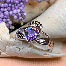 Load image into Gallery viewer, Amethyst Claddagh Ring