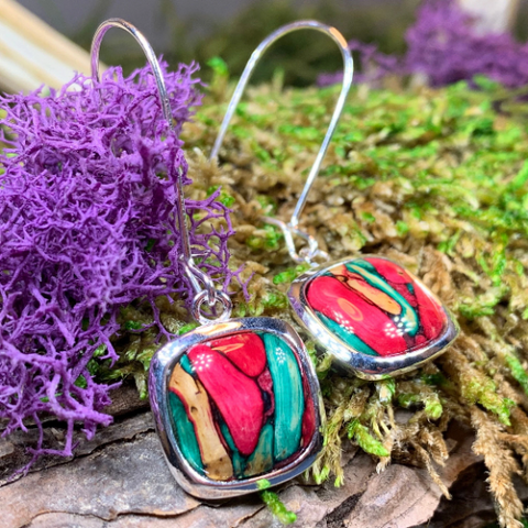 Load image into Gallery viewer, Heathergems Celtic Square Earrings - Handmade in Scotland