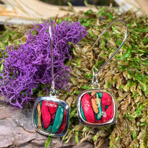 Load image into Gallery viewer, Heathergems Celtic Square Earrings - Handmade in Scotland