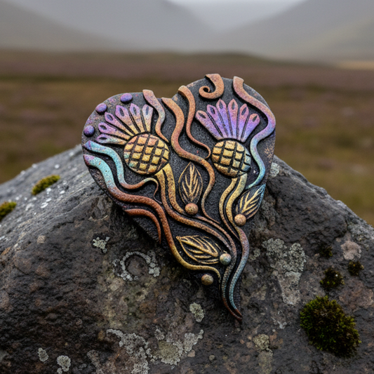 Double Thistle Love Brooch - Handmade in Scotland