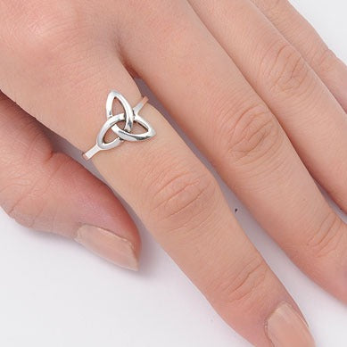 Echo Celtic Trinity Knot Ring in Sterling Silver — view 10