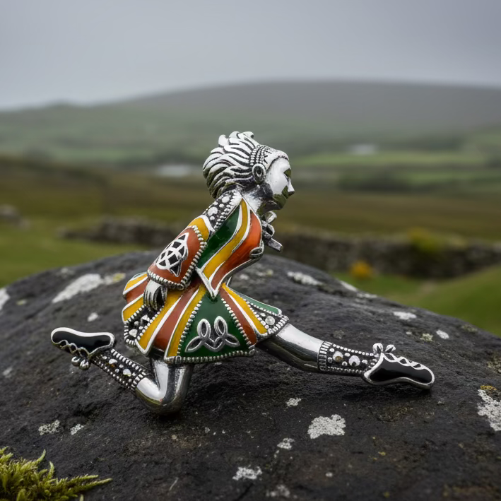 Traditional Irish Dancer Brooch for Women in sterling silver