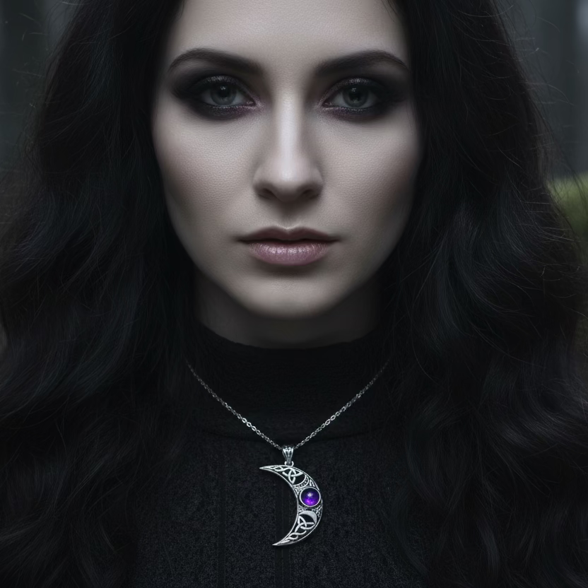 Sabrina Celtic Triple Moon Necklace in Sterling Silver — view 10
