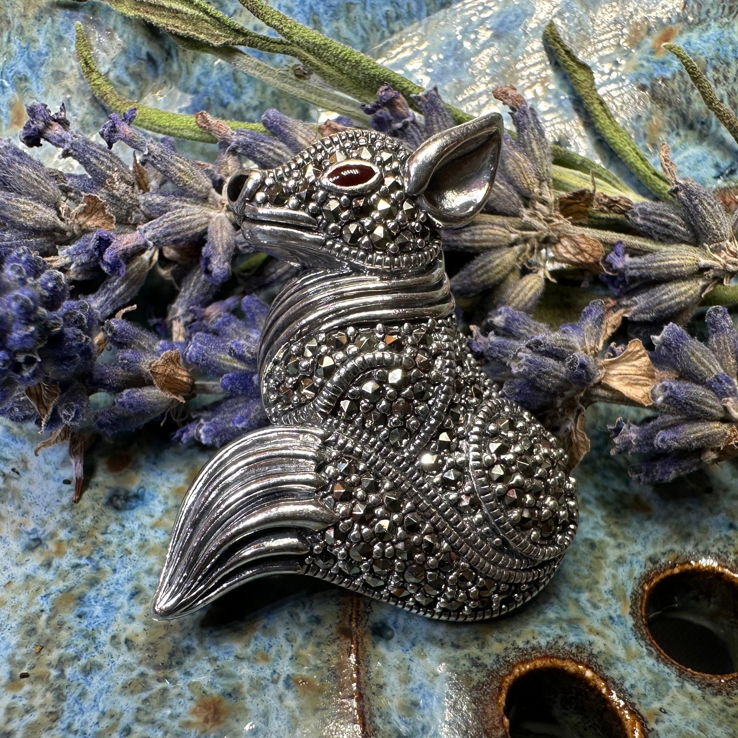Reynard Marcasite Fox Necklace in Sterling Silver