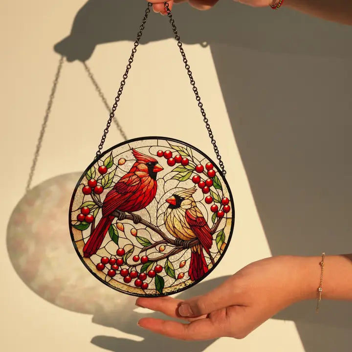 Always Near Cardinal Couple Suncatcher