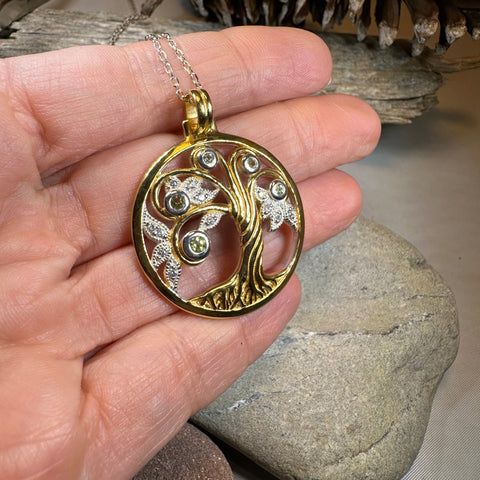 Load image into Gallery viewer, Avalon Tree of Life Necklace with Peridots
