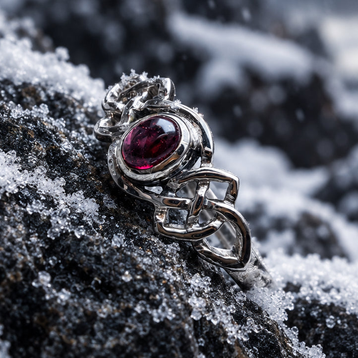 Dahlia Celtic Knot Garnet Ring for Women