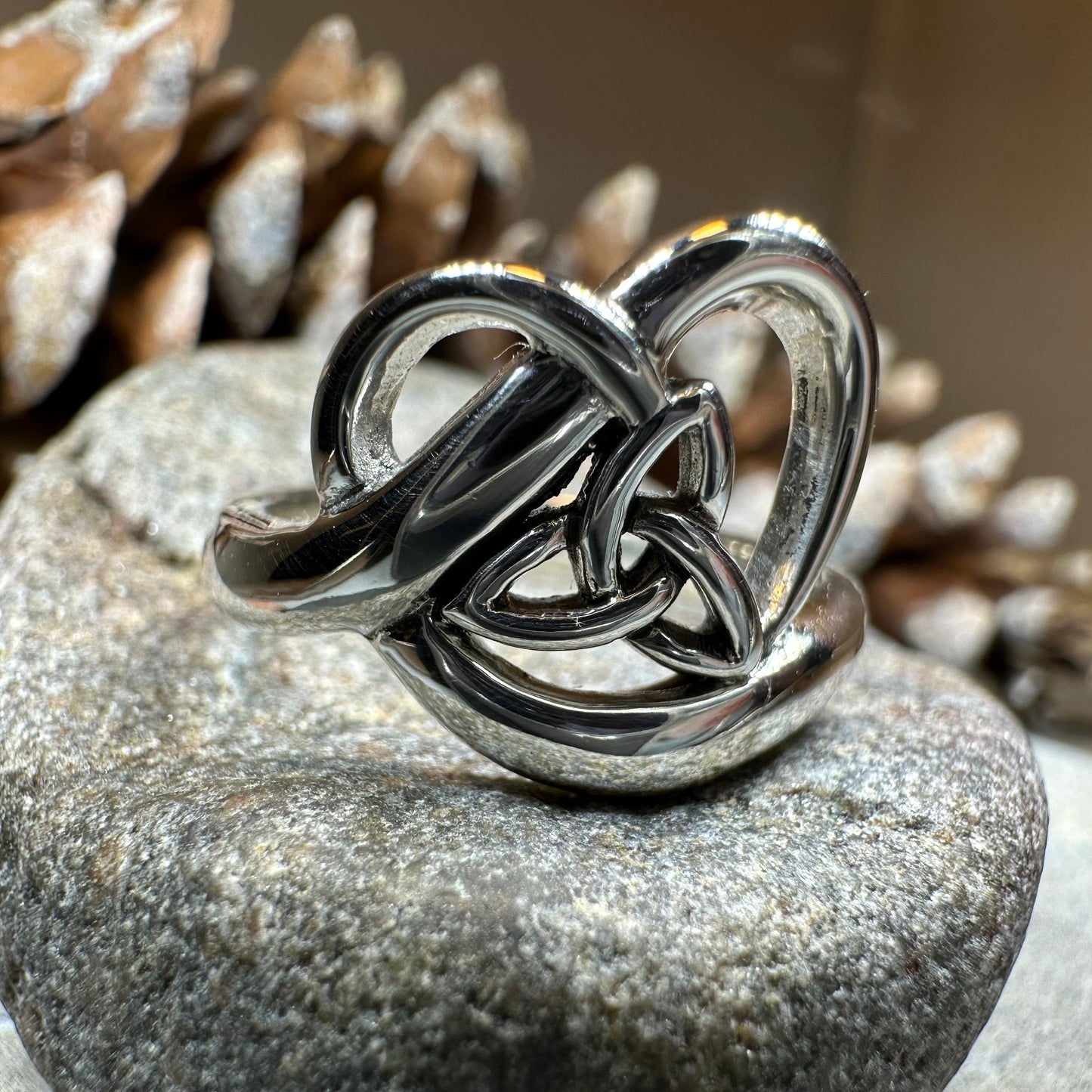 Celtic Trinity Knot Heart Ring in Sterling Silver — view 6