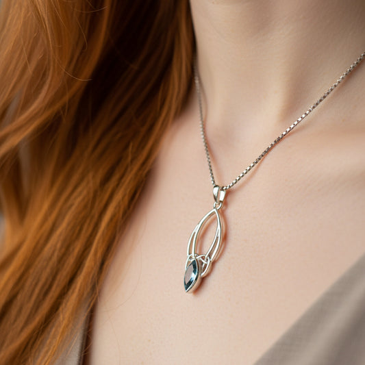Vanessa Trinity Knot Blue Topaz Necklace