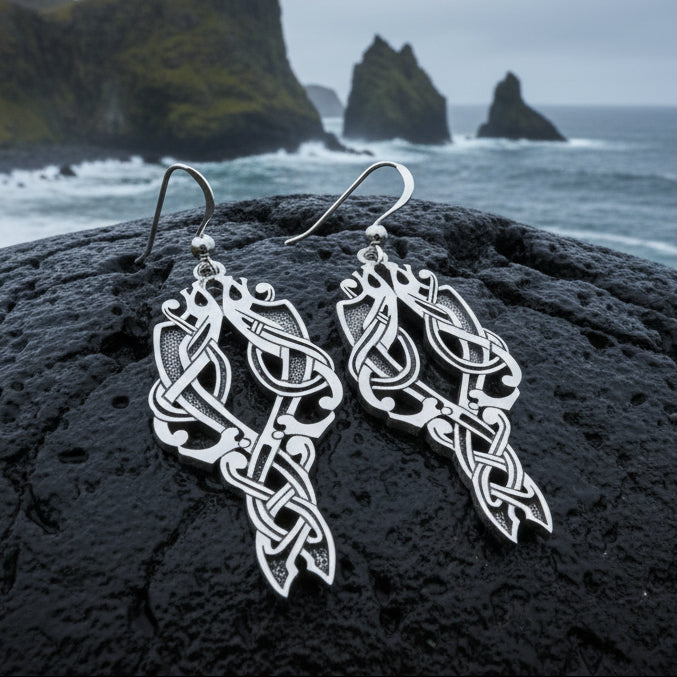 Unne Celtic Viking Earrings in Sterling Silver
