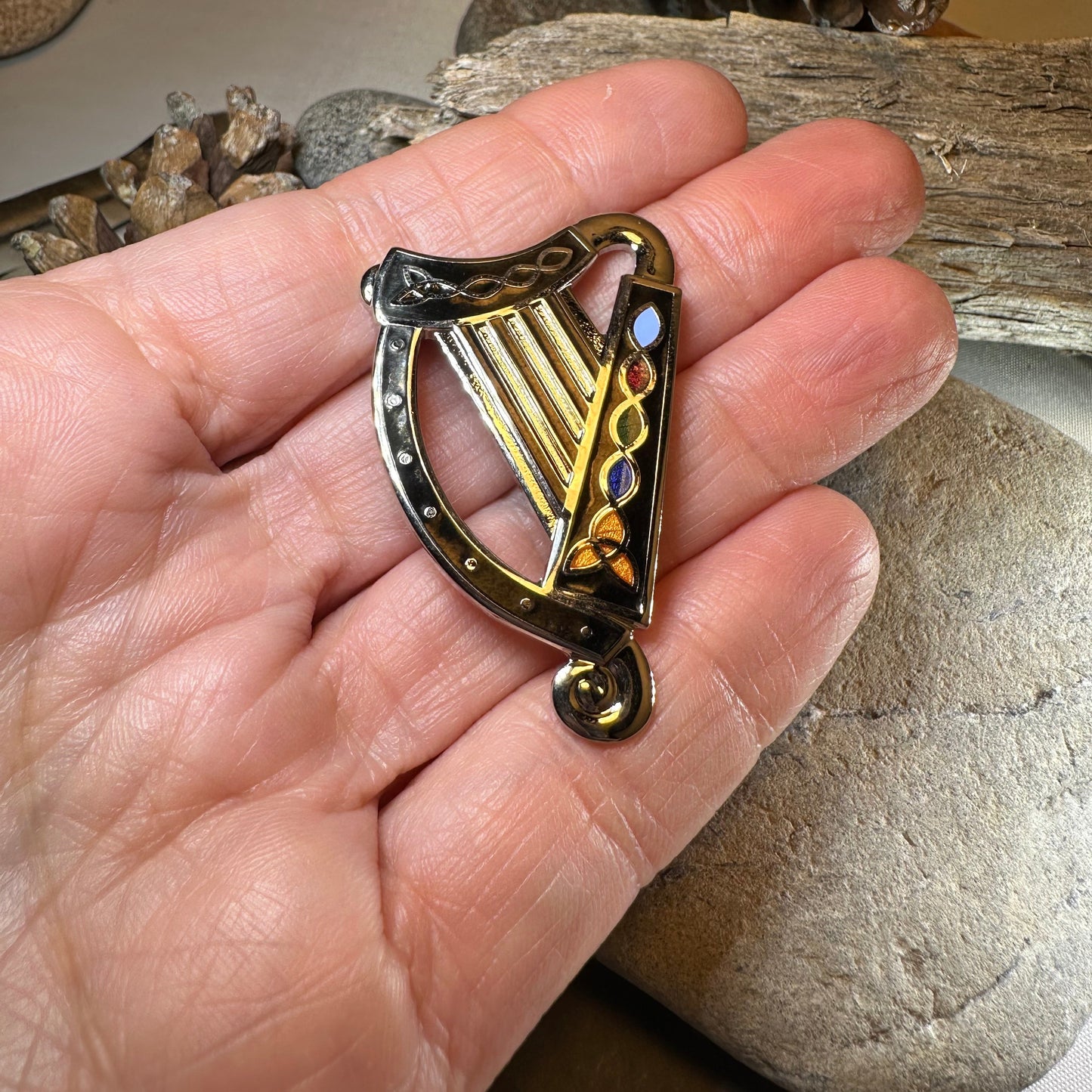 Celtic Harp Brooch - Irish Jewelry