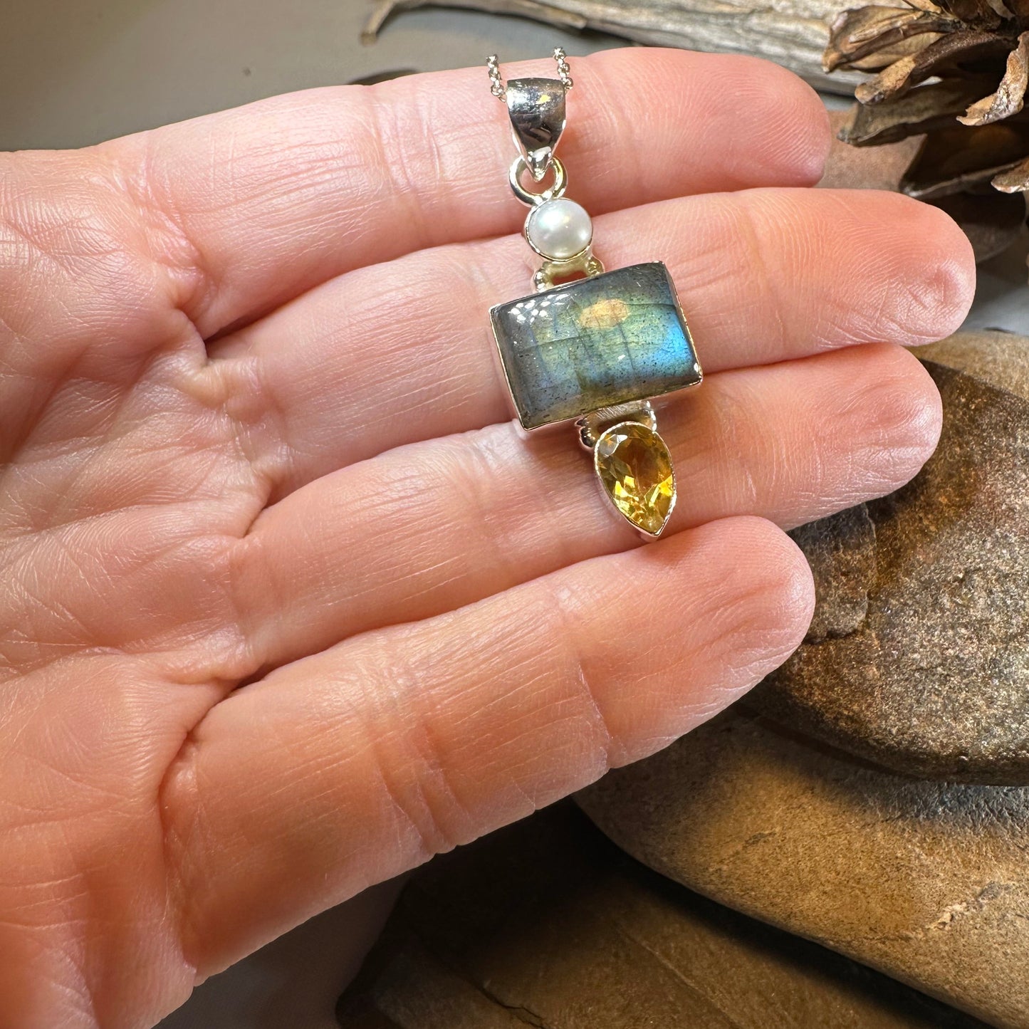 Citrine Blue Labradorite Necklace — view 6