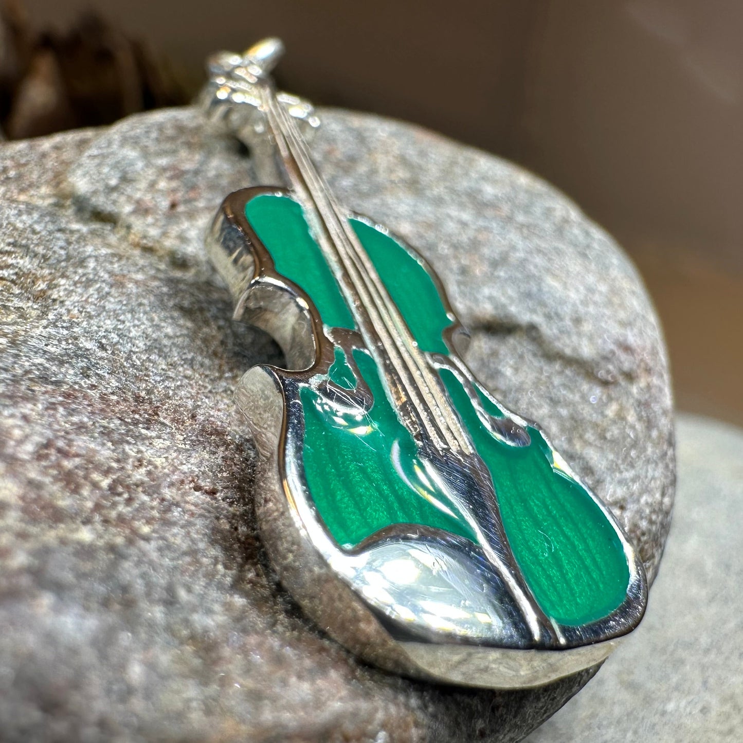 Realistic Enamel Fiddle Necklace - Handmade in Scotland