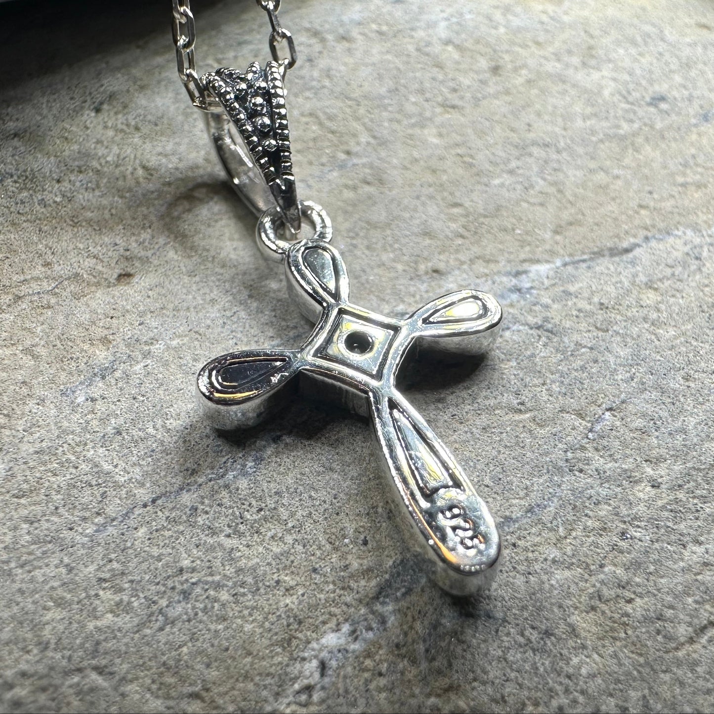 Isabeau Marcasite Cross Necklace in Sterling Silver