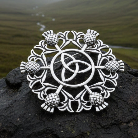 Large Scottish Thistle & Trinity Knot Brooch