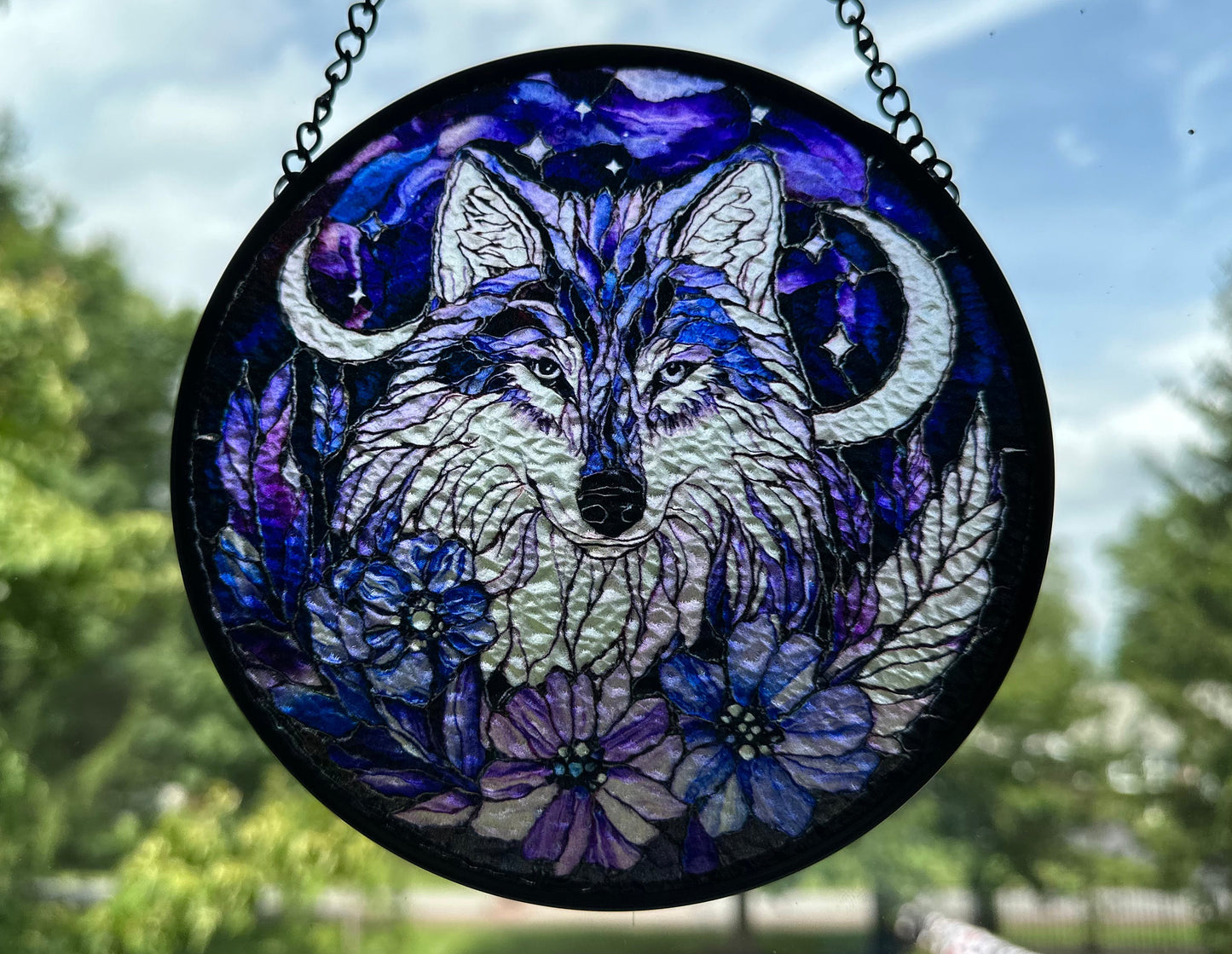 Midnight Purple Wolf Suncatcher