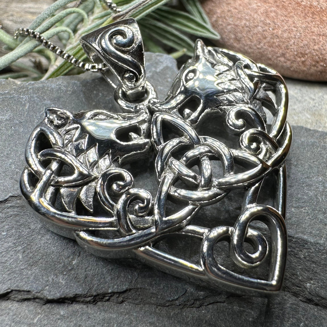 Celtic Wolf Love Necklace