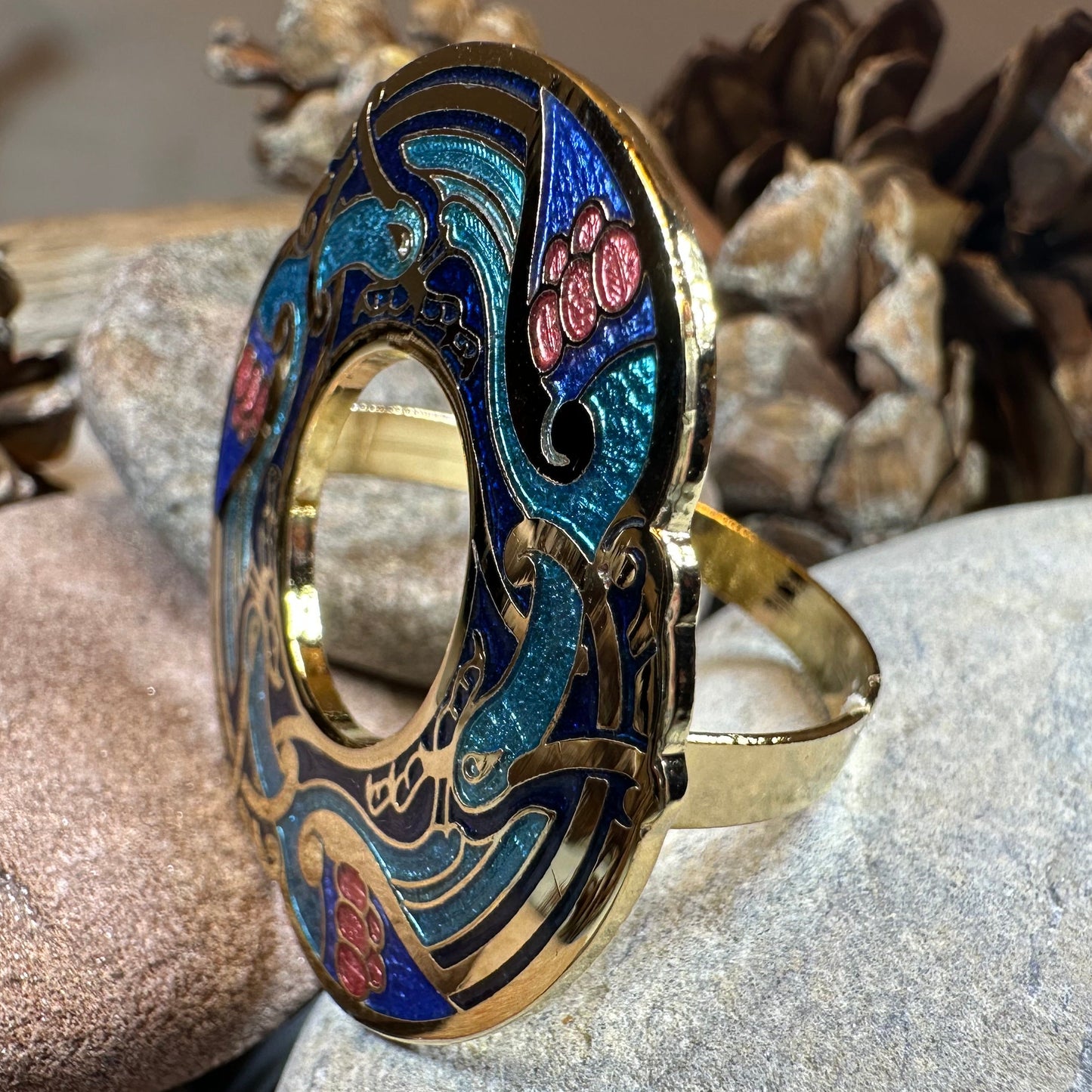 Enamel Celtic Birds Scarf Ring