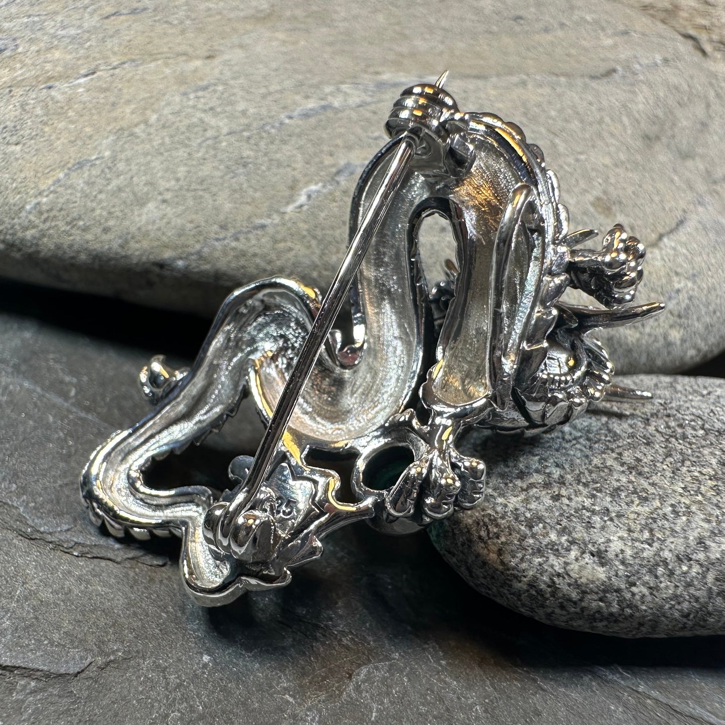 Celtic Rising Dragon Brooch in Sterling Silver