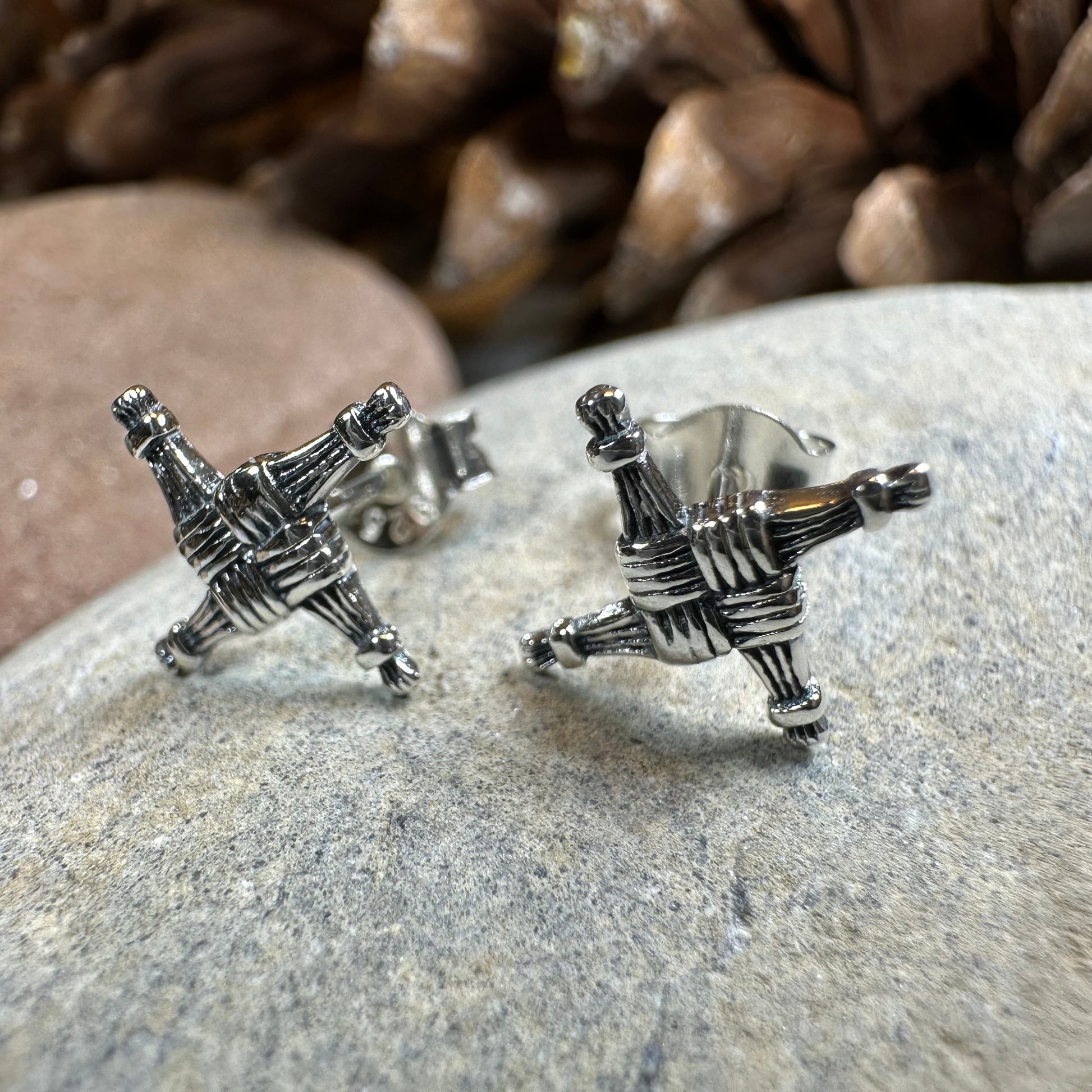 Saint Brigid's Cross Post Earrings in Sterling Silver — view 8
