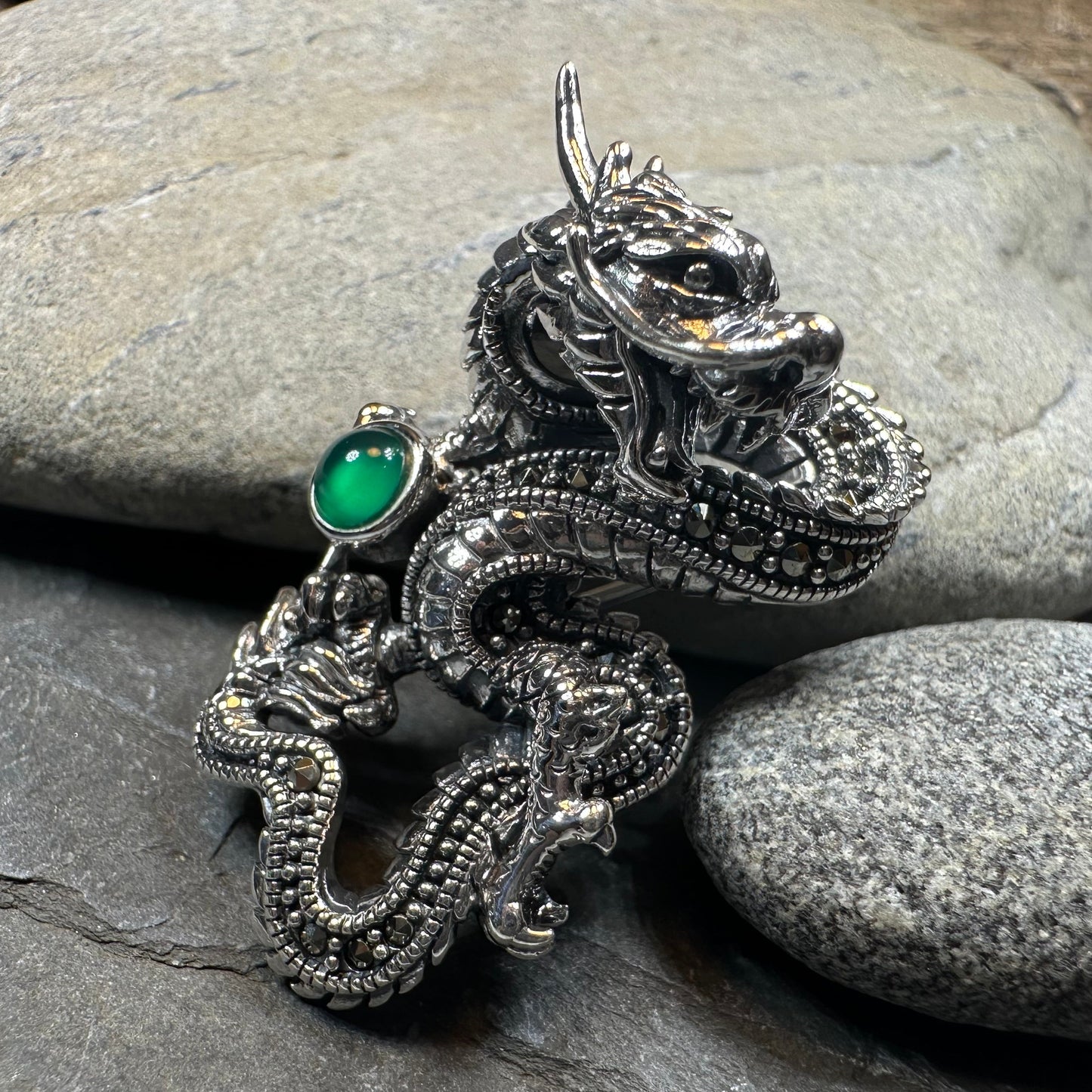 Celtic Rising Dragon Brooch in Sterling Silver