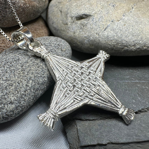 Load image into Gallery viewer, Artisan Sterling Silver Irish St. Brigid's Cross Necklace - Made in Ireland
