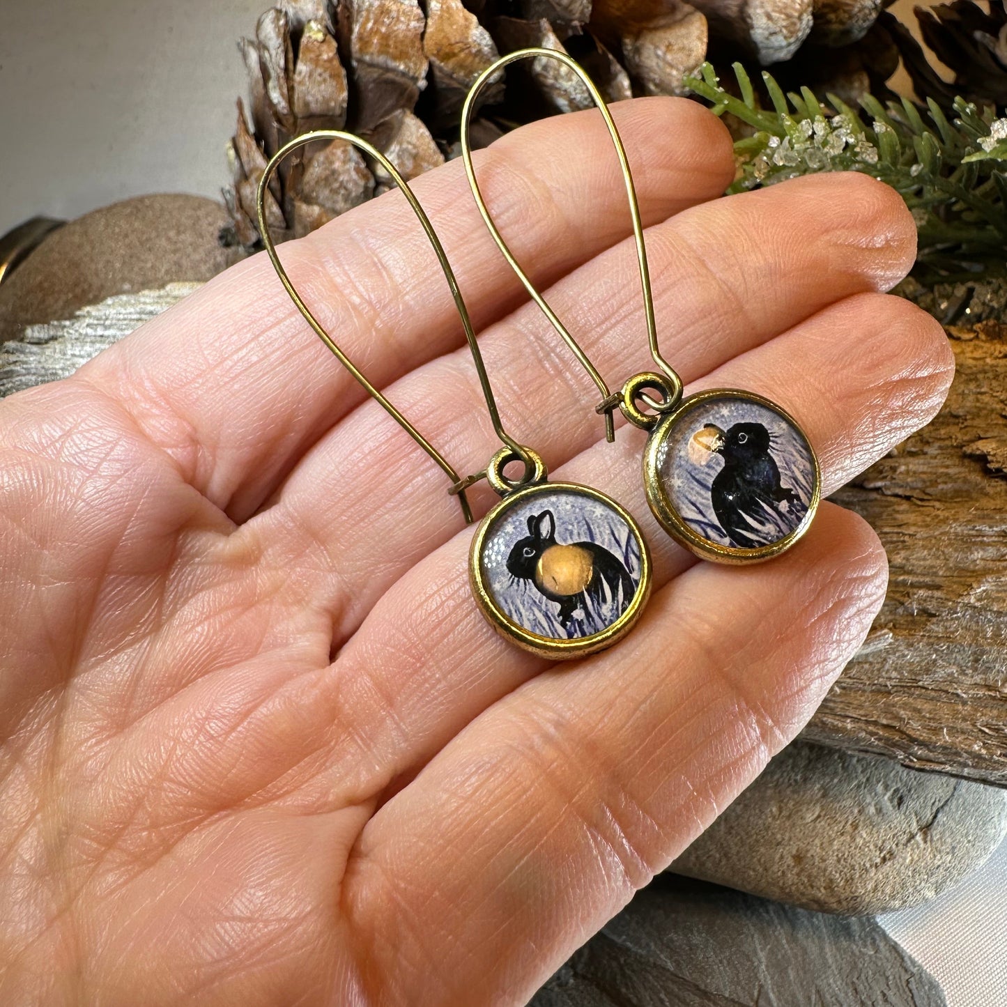 Twilight Rabbit Art Earrings