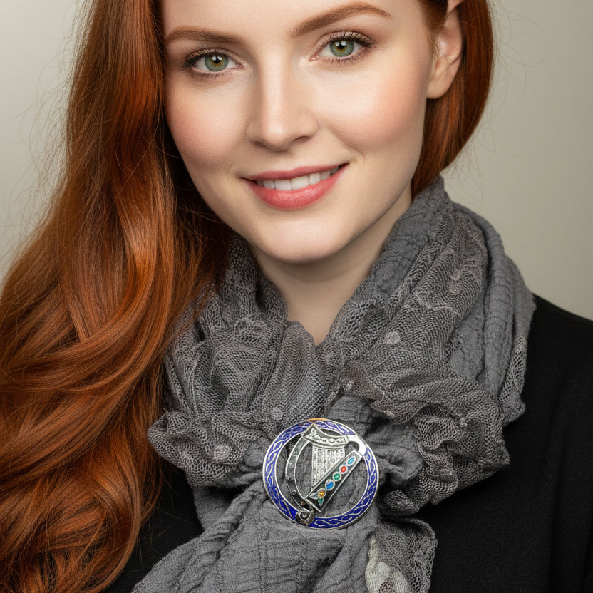 Enamel Irish Celtic Harp Scarf Ring