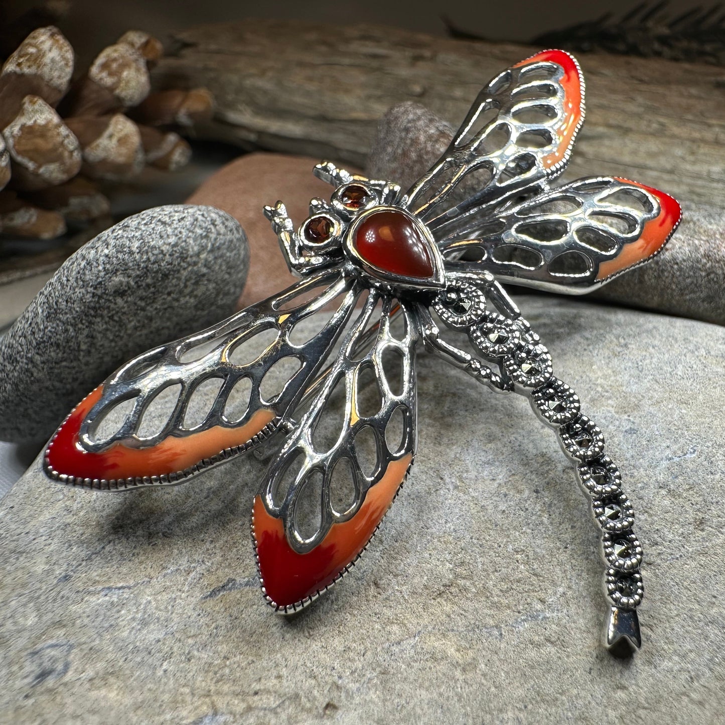 Damsel Dragonfly Marcasite Brooch