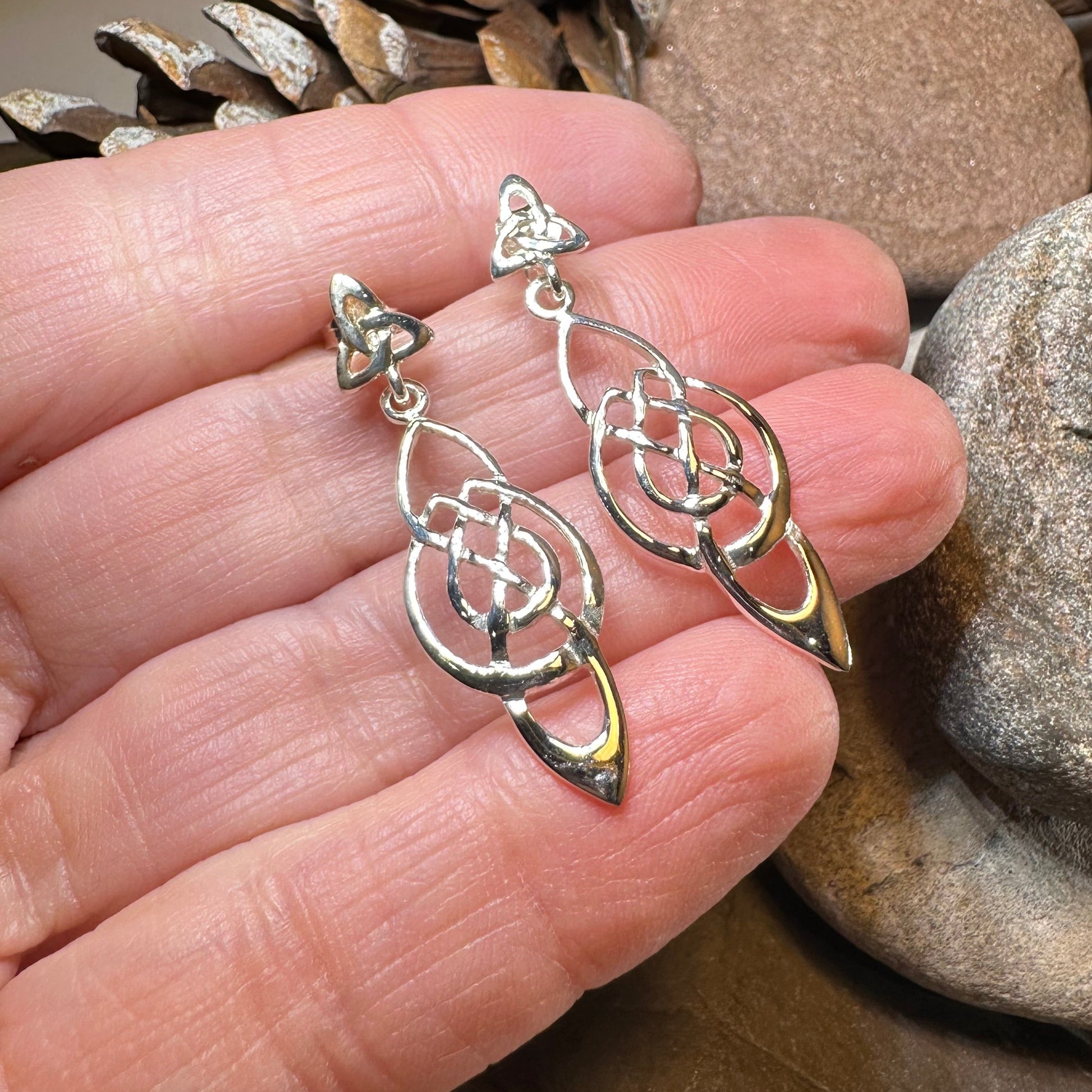 Alith Celtic Knot Earrings in Sterling Silver — view 3