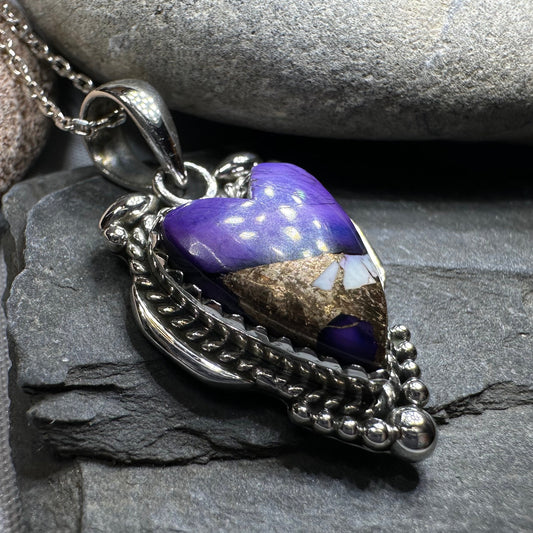 Purple Heart Necklace in Sterling Silver