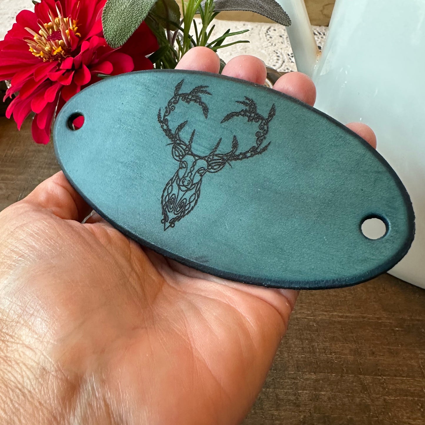 Celtic Stag Leather Hair Slide for Women