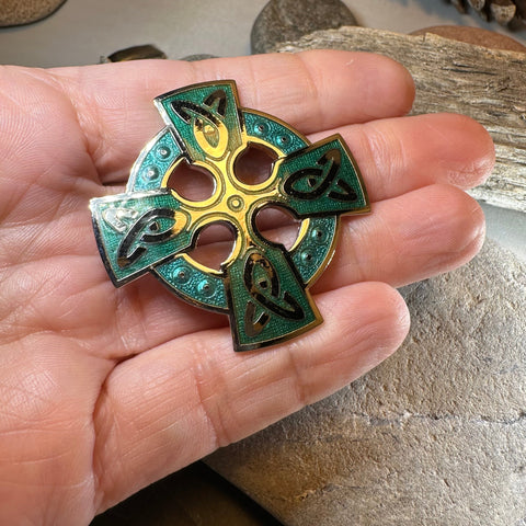 Load image into Gallery viewer, Enamel Celtic Cross Brooch
