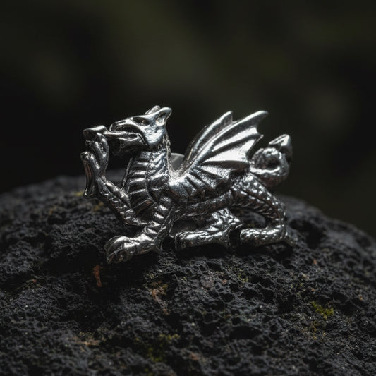Welsh Dragon Lapel Pin in Pewter