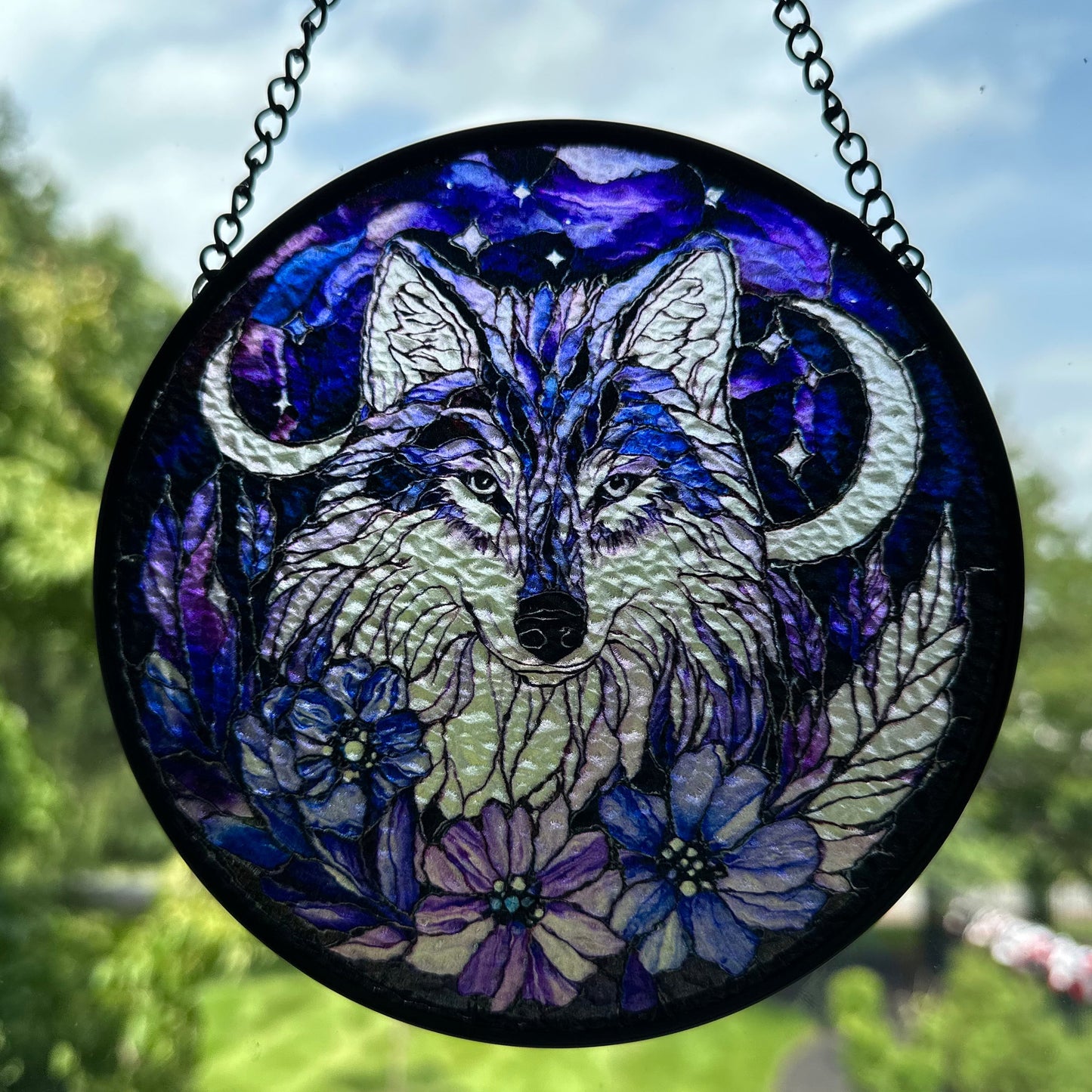Midnight Purple Wolf Suncatcher