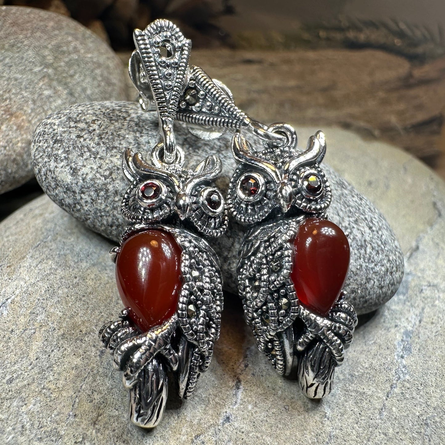 Marcasite Owl Earrings — view 6