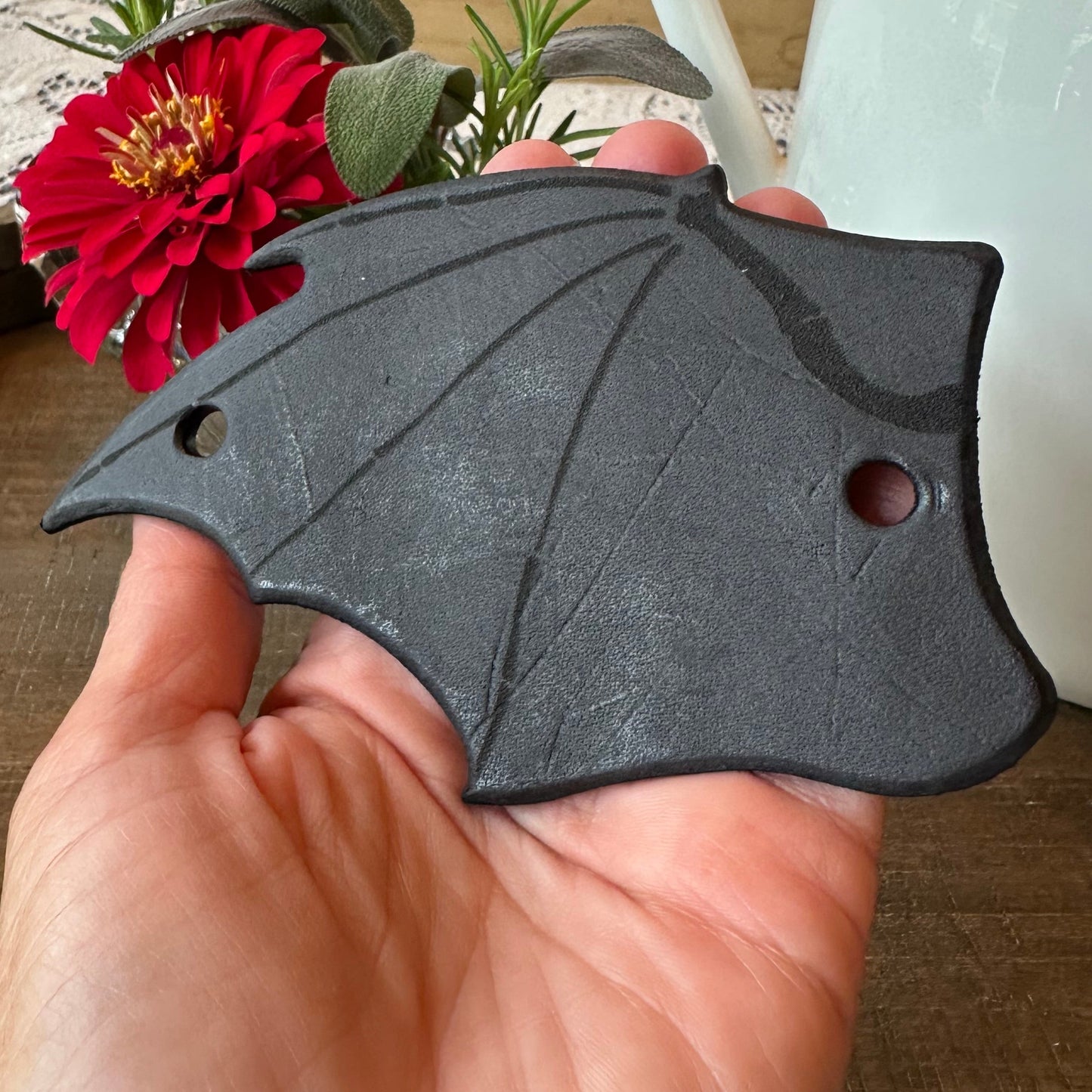 Black Bat Wing Leather Hair Slide for Women