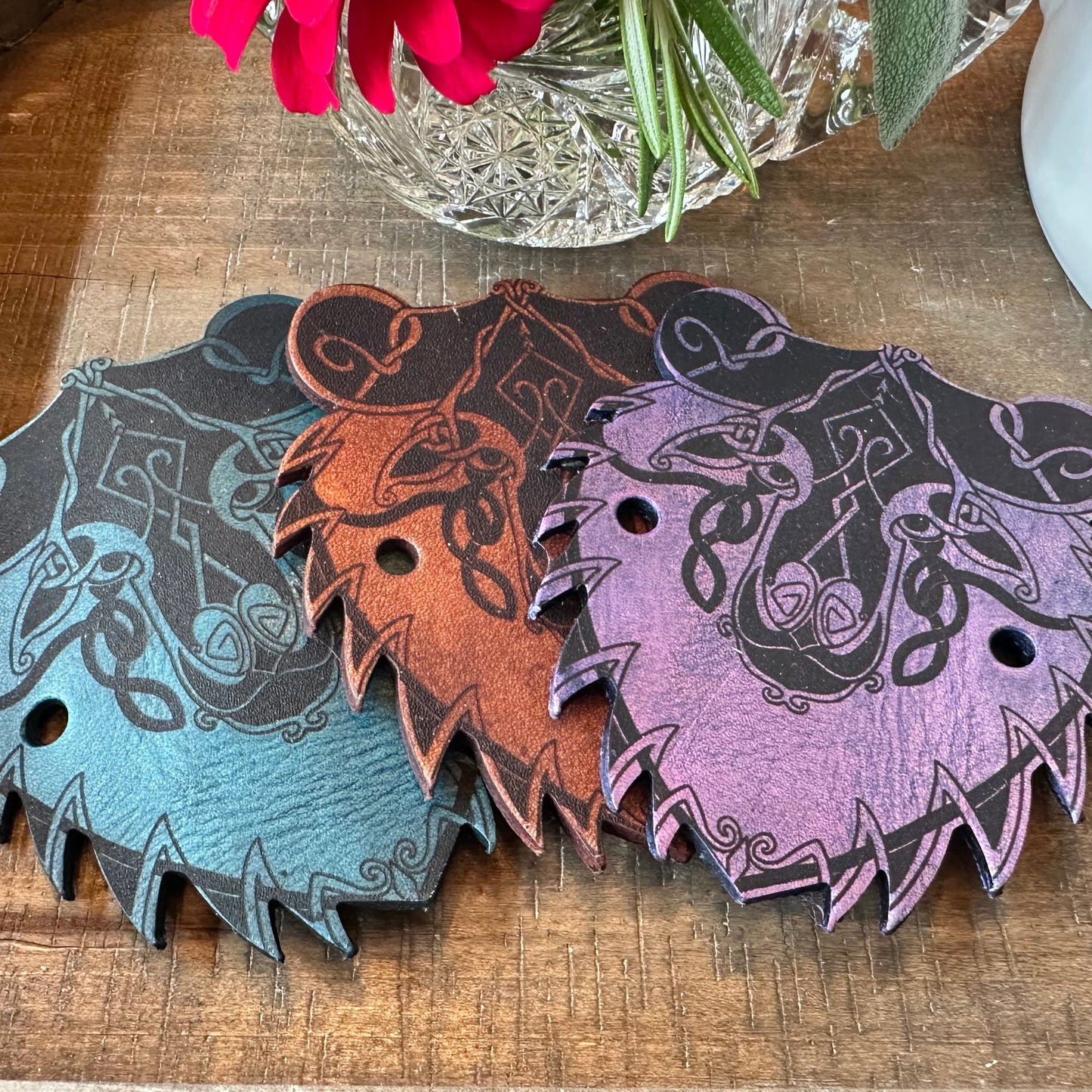 Celtic Bear Leather Hair Slide for Women