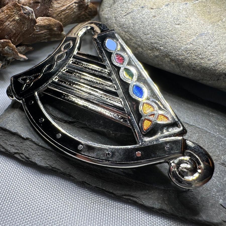 Celtic Harp Brooch