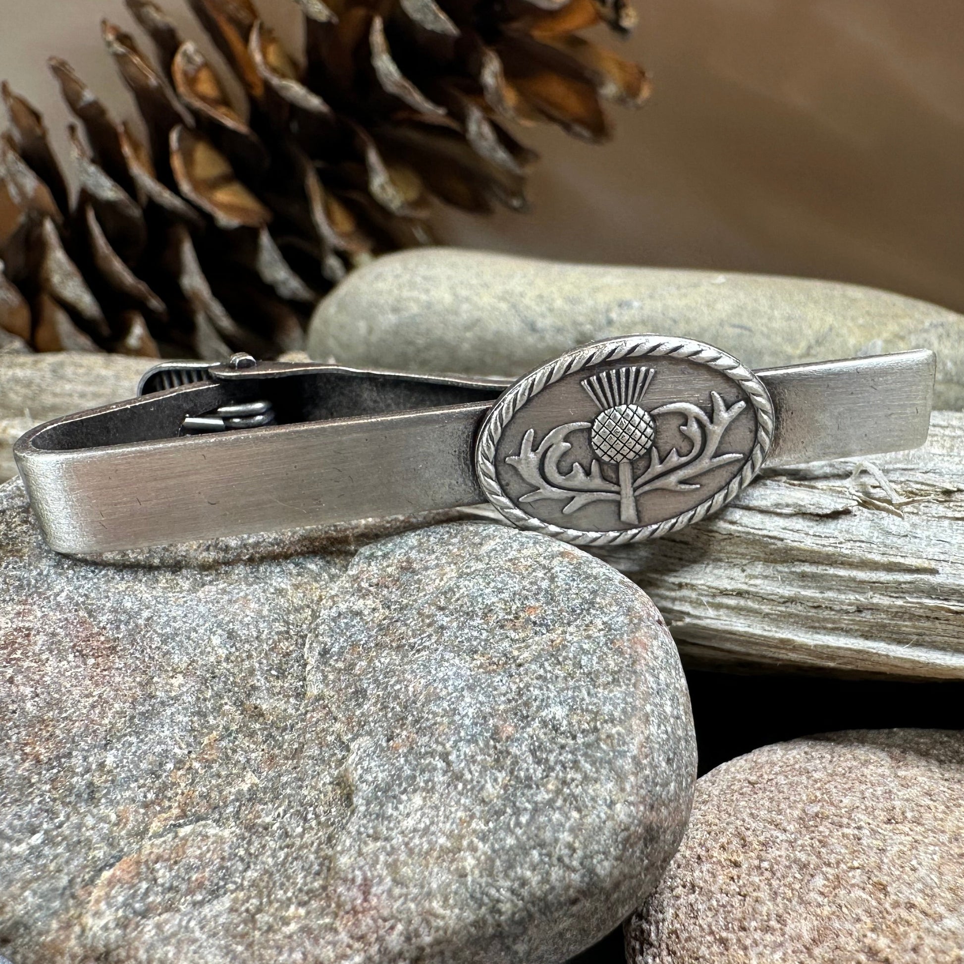 Celtic Thistle Tie Bar in pewter