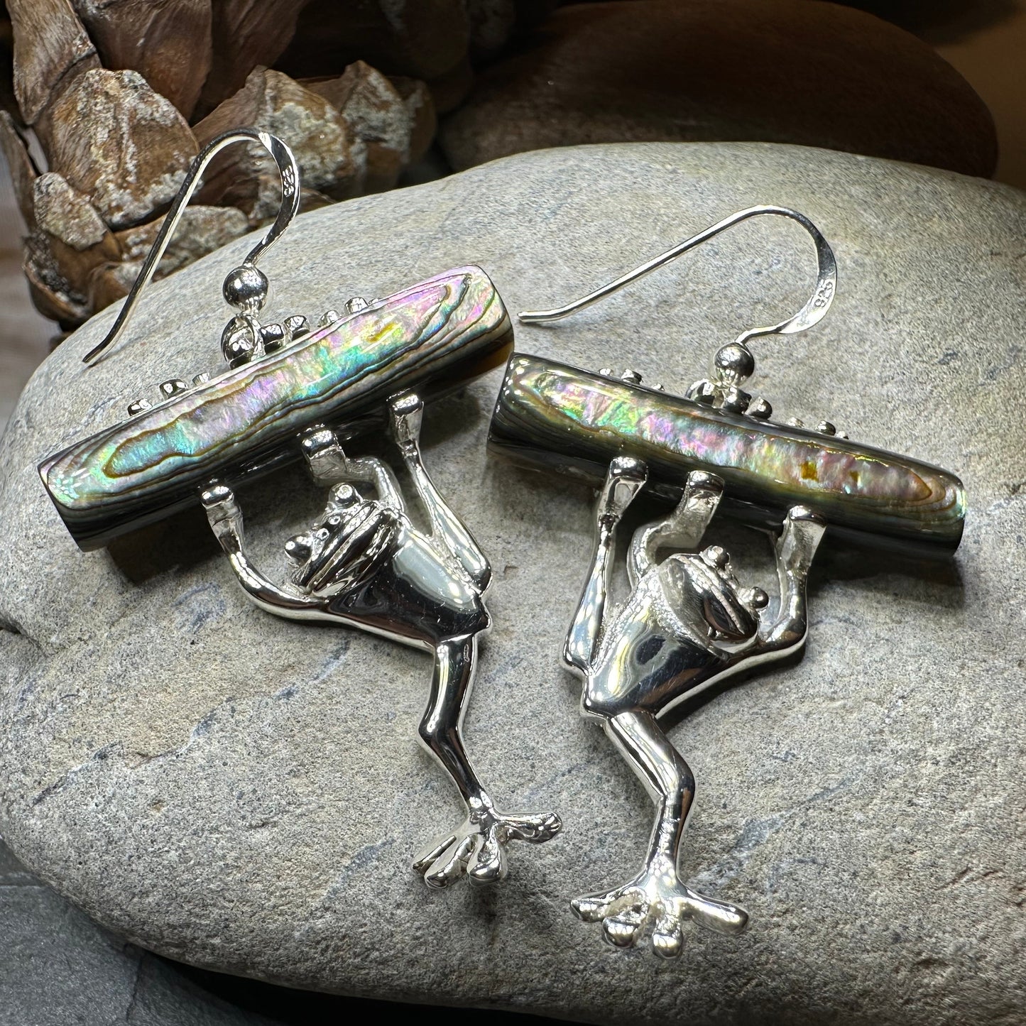Abalone Frog Earrings — view 6
