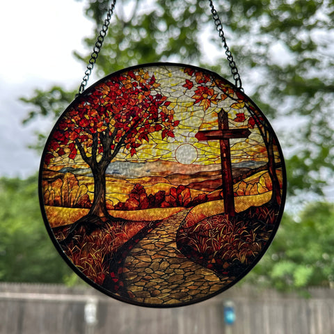 Load image into Gallery viewer, Autumn Cross Suncatcher
