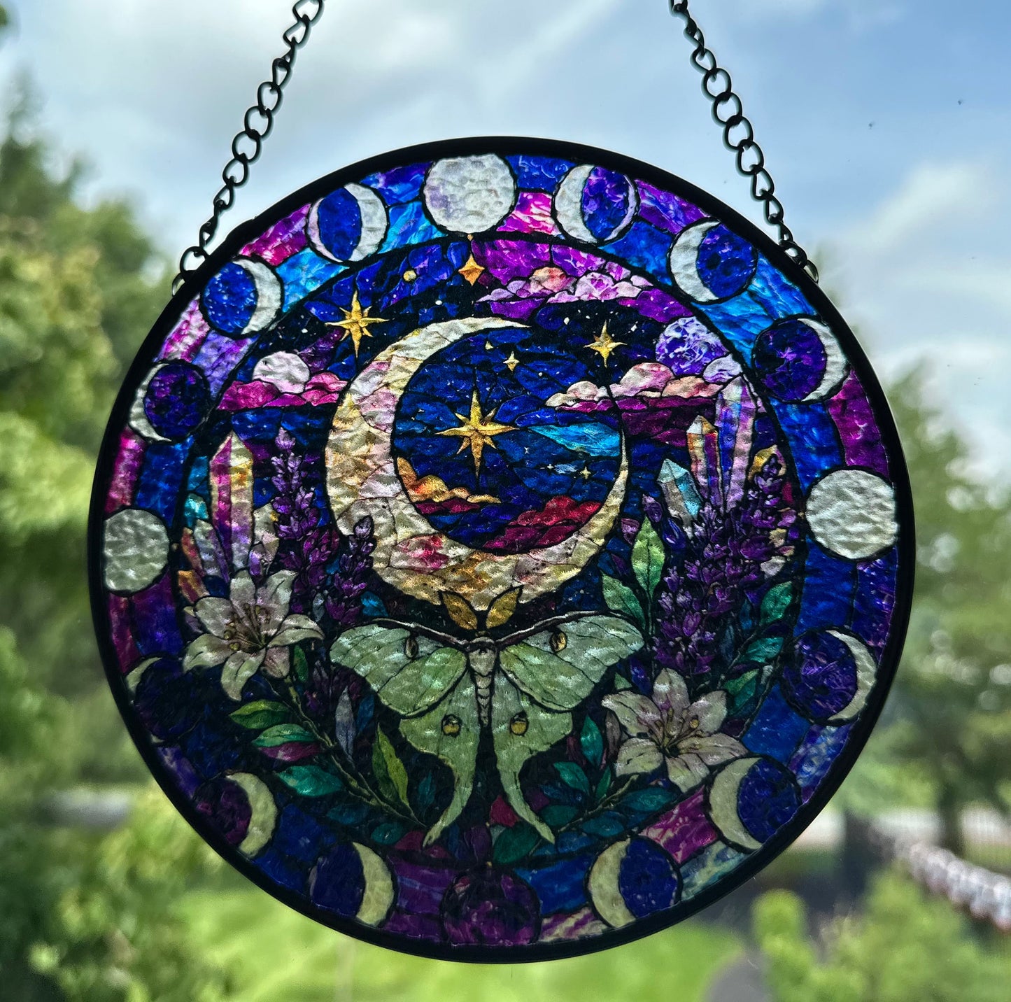 Magical Crescent Moon & Luna Moth Suncatcher