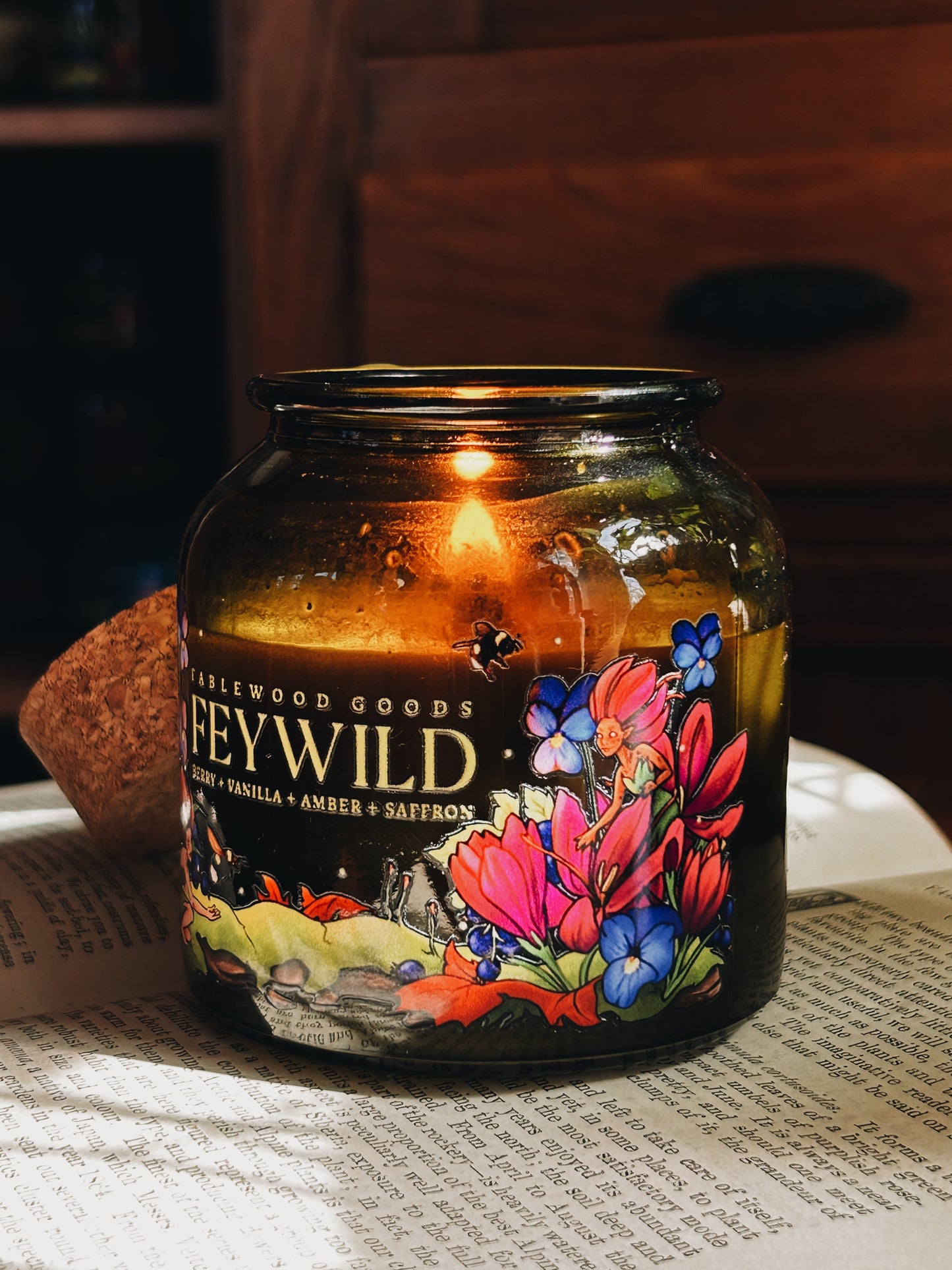 Feywild 8oz Apothecary Soy Candle with Wood Wick