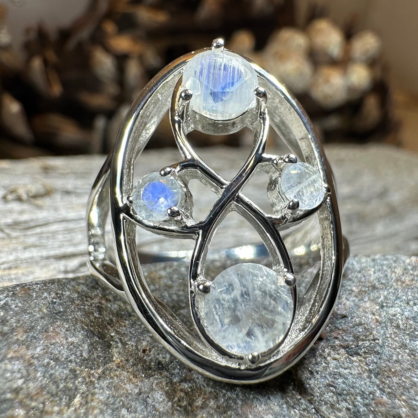 Moonstone Infinity Ring in silver