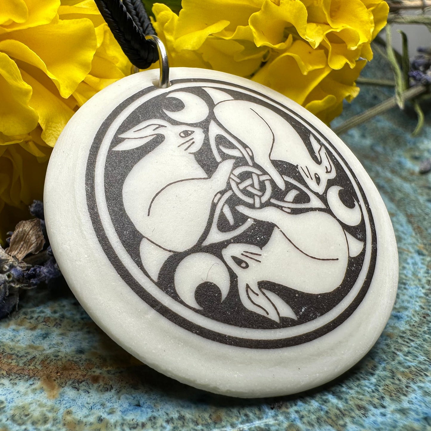 Artisan Celtic Triple Rabbit Necklace - Handmade in the U.S.A.