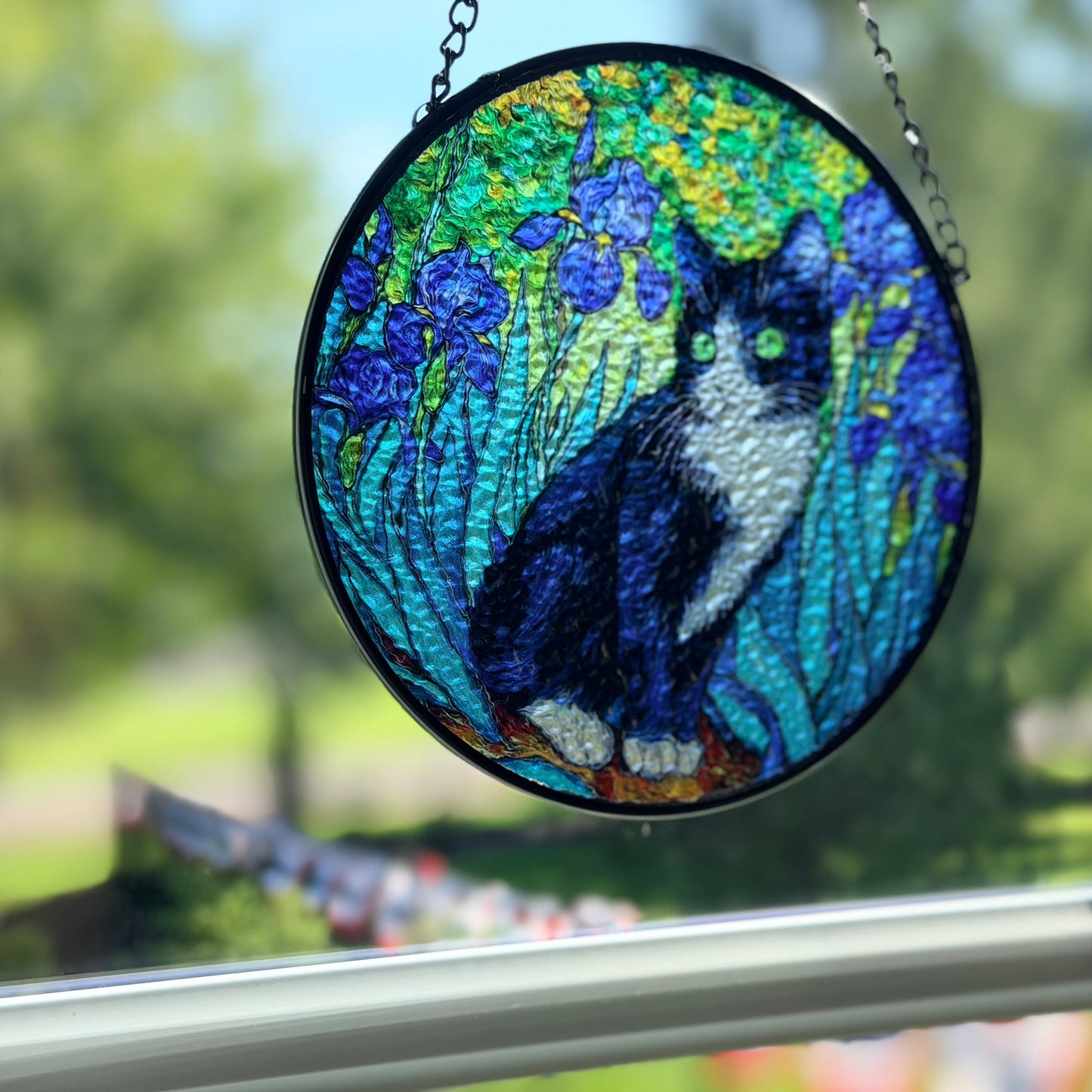 Van Gogh Iris Cat Suncatcher
