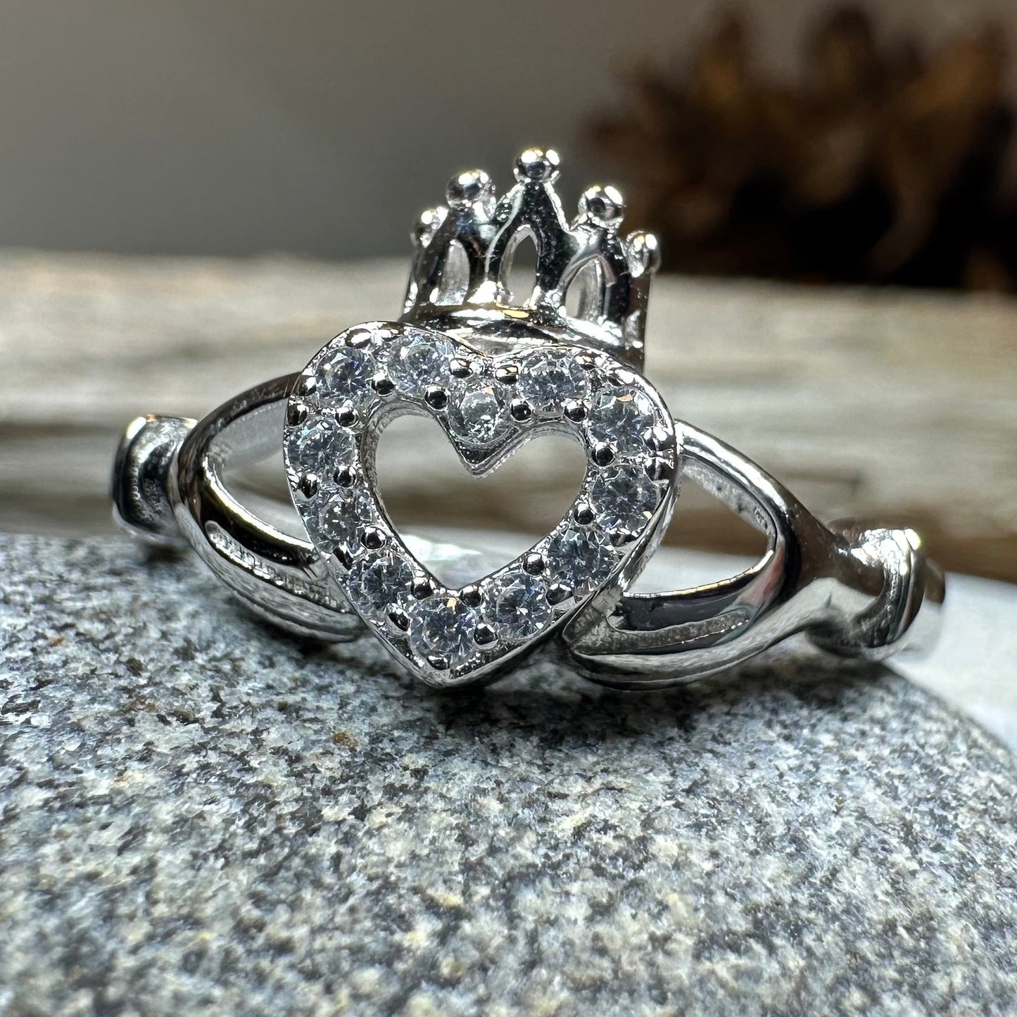 Claddagh Princess Ring in sterling silver